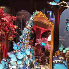 仿真蝴蝶立体装饰商场装扮春季美陈dp点摆件创意吊饰橱窗蝴蝶道具