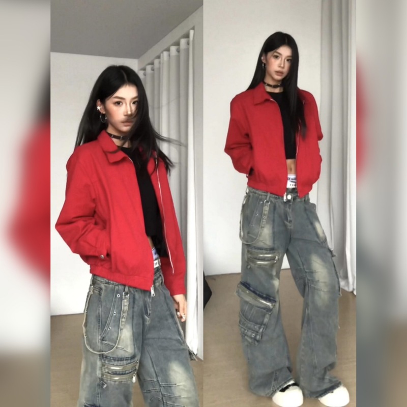 白色短款夹克外套女款秋季2025新款早秋薄款美式正肩高智韩系穿搭|undefined