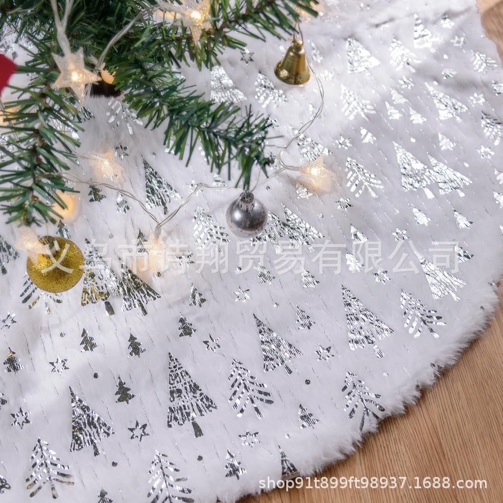 Falda para árbol de Navidad transfronteriza, falda para árbol de lentejuelas con copos de nieve nacarados, falda para árbol bordada de felpa blanca, decoración para árbol de Navidad