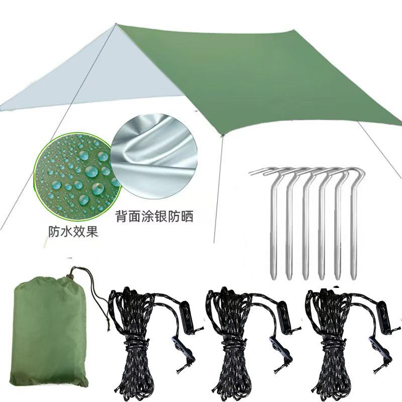 世好户外露营涂银3-4人防晒防水沙滩凉棚遮阳 轻薄涂银地席地布