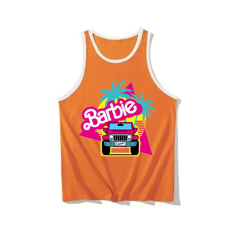 2024 Summer New Barbie Children's Clothing Medium and Large Children Sleeveless Backless Top Cartoon Print Dropshipping One Piece