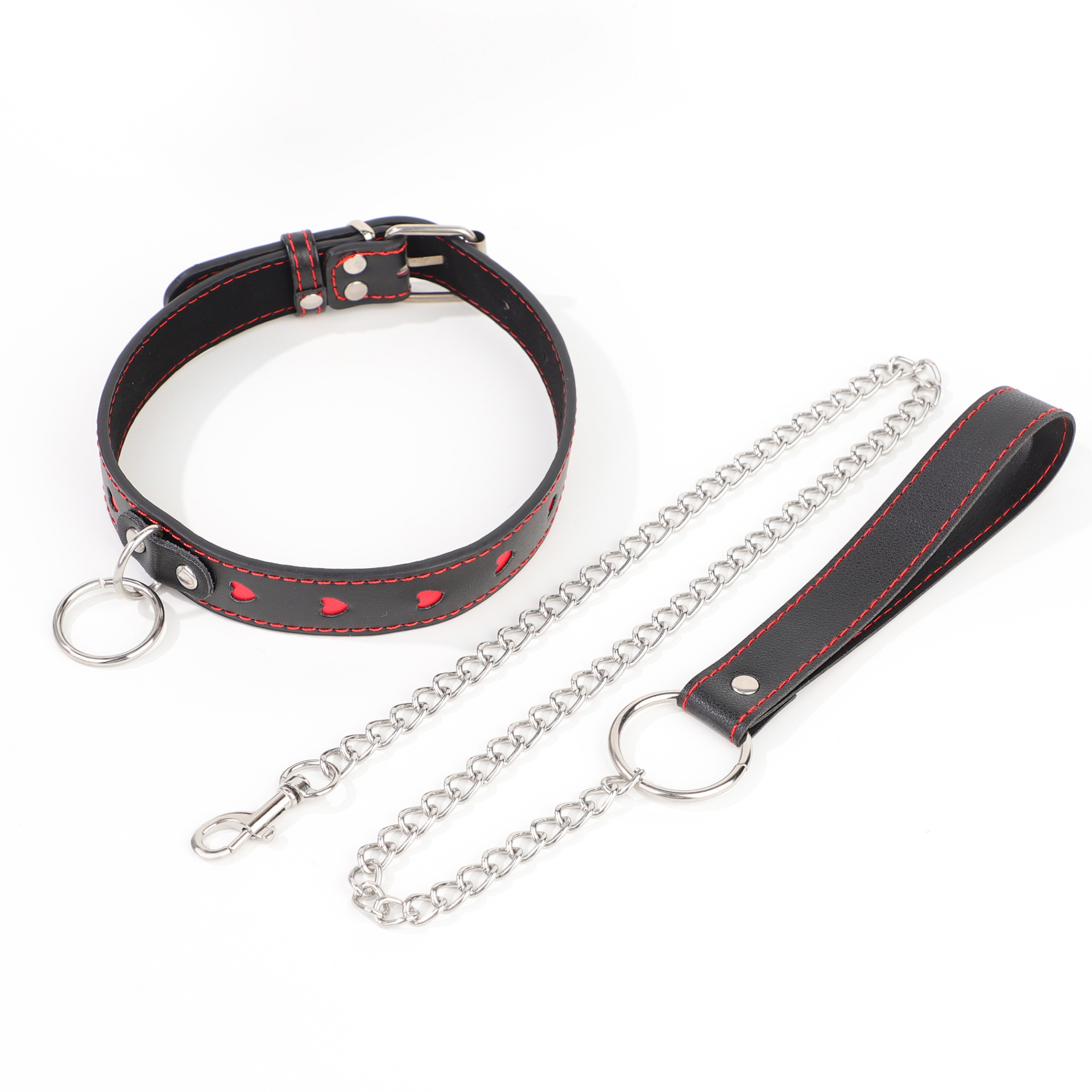 Cereza de azúcar, collar de corazón, collar de tracción, pareja de adultos, collar de cuero clavícula, mujer image 3