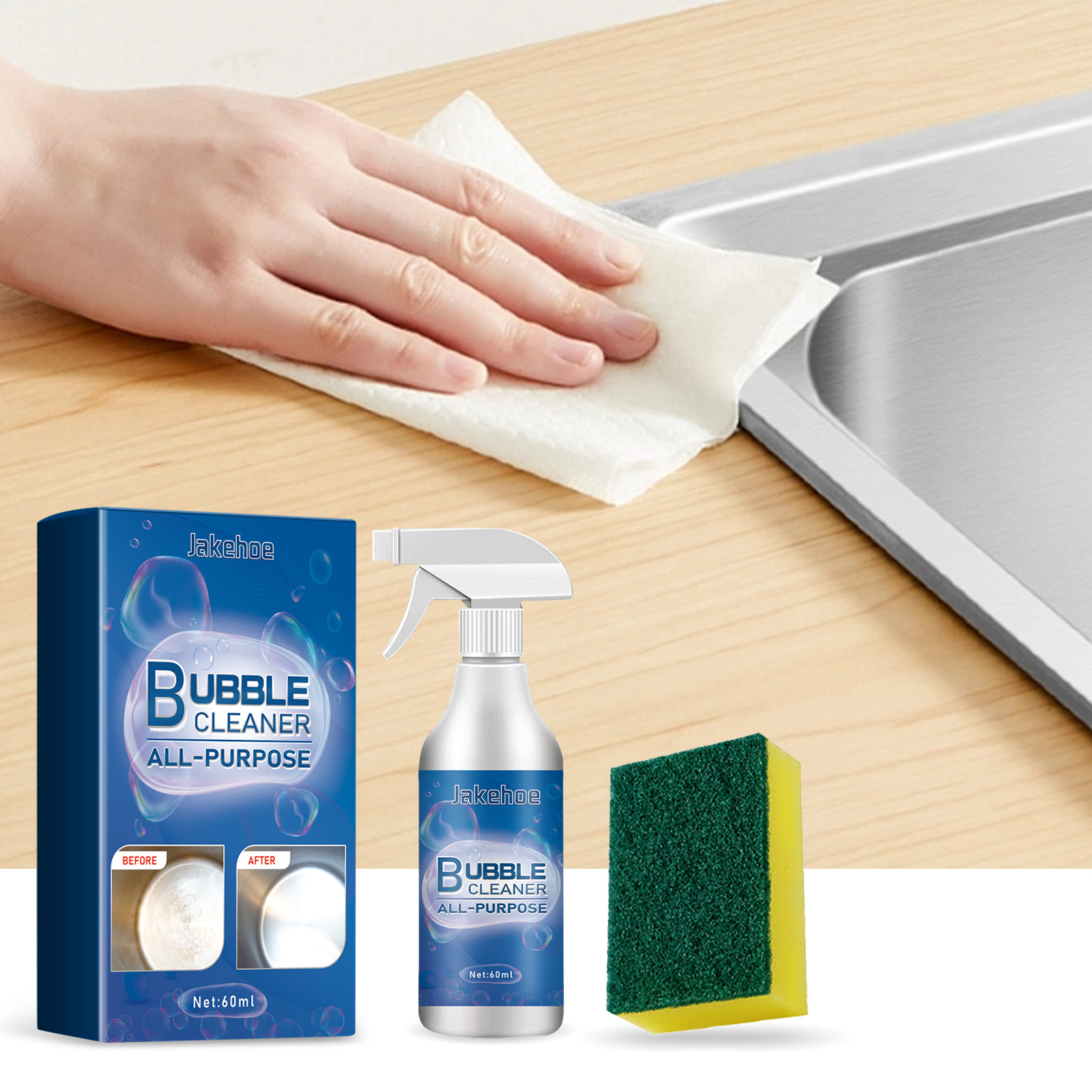 Jakehoe Multi-Purpose Household Foam Cleaner Set Stove Top Tile Heavy Grease Oil Stain Cleaner