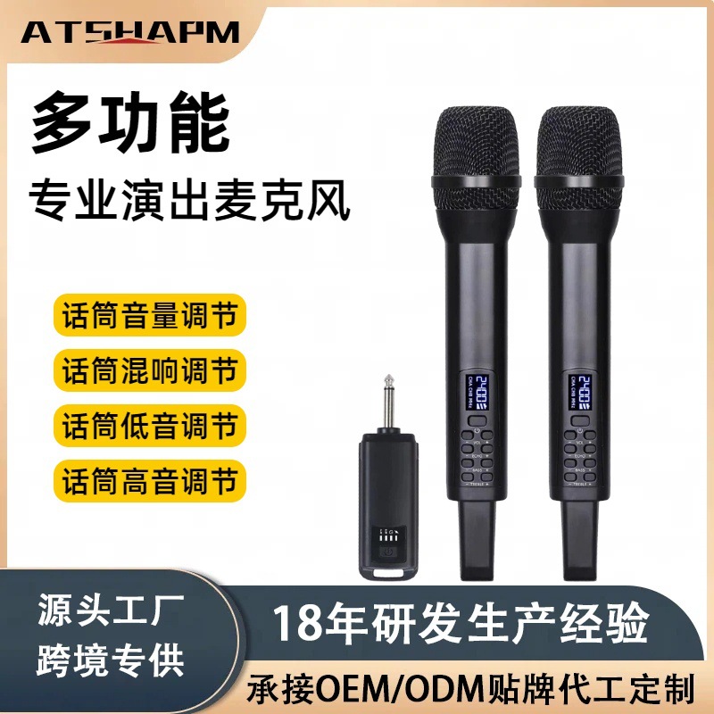 Factory Direct Sales Microphone Professional Wireless 2.4g Microphone Stage Outdoor Karaoke Training Performance Ktv Reverb Microphone