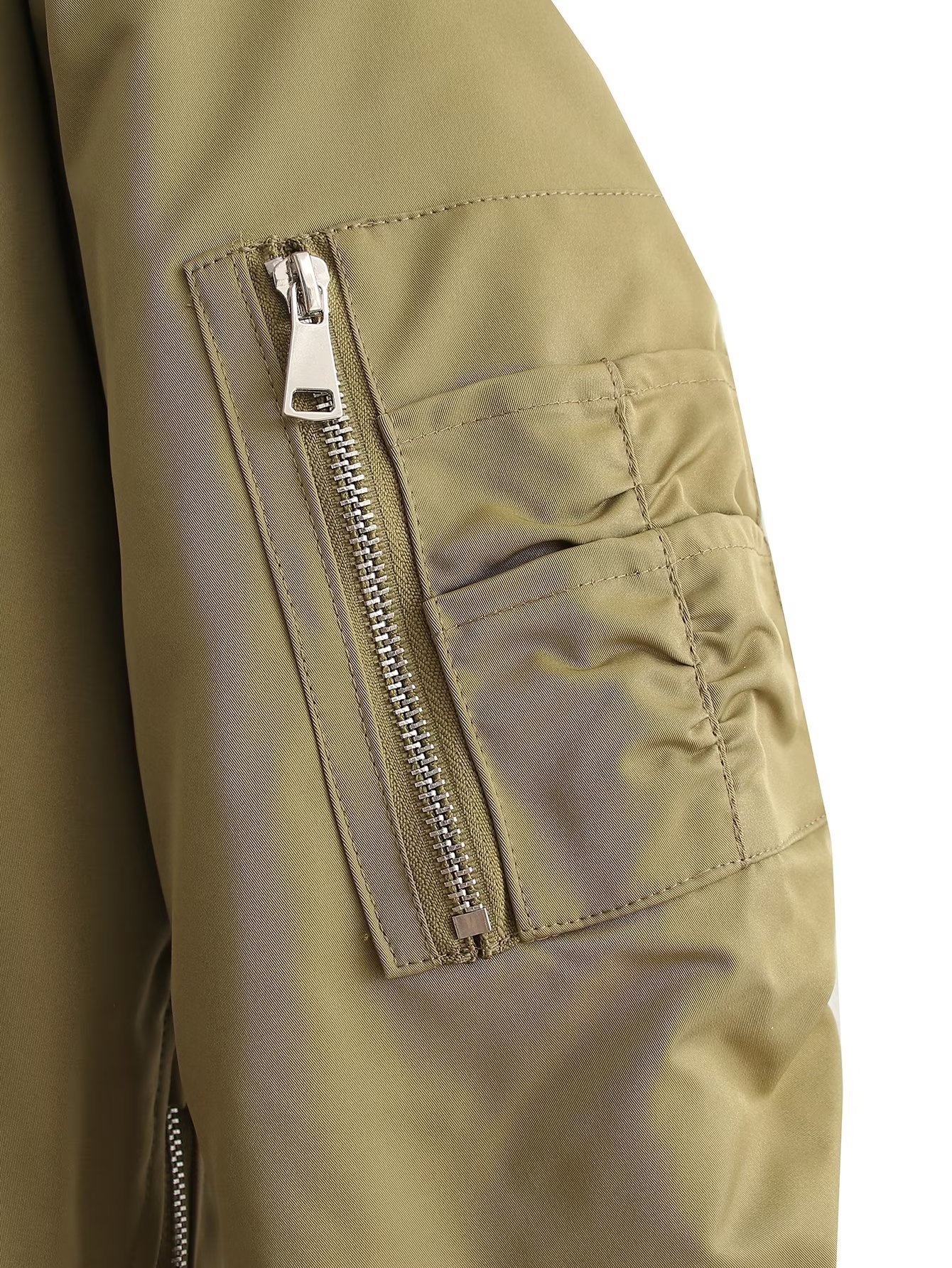 Vêtements pour femmes manteau ample en coton à fermeture éclair pour femme_voghion.com