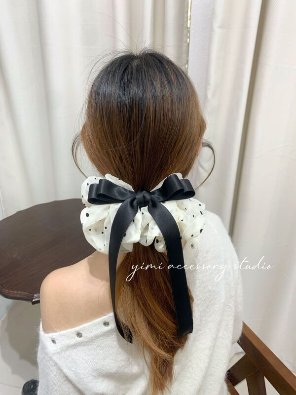 氛围感波点复古花苞云朵状气质大肠发圈高级感后脑勺盘发丸子饰品|undefined