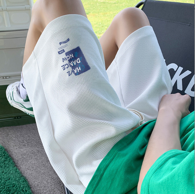 Waffle Shorts Men's Summer Thin Casual Large Size Pants for Outdoor Wear Basketball Mid-Length Shorts Student Sports Shorts