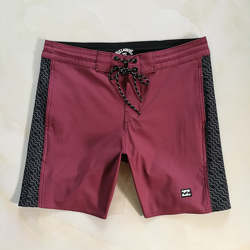 Tolando Casual Foreign Trade Beach Men's Quick-Dry Elastic Quick-Dry Casual Vacation Beach Surfing Swim Shorts Burgundy