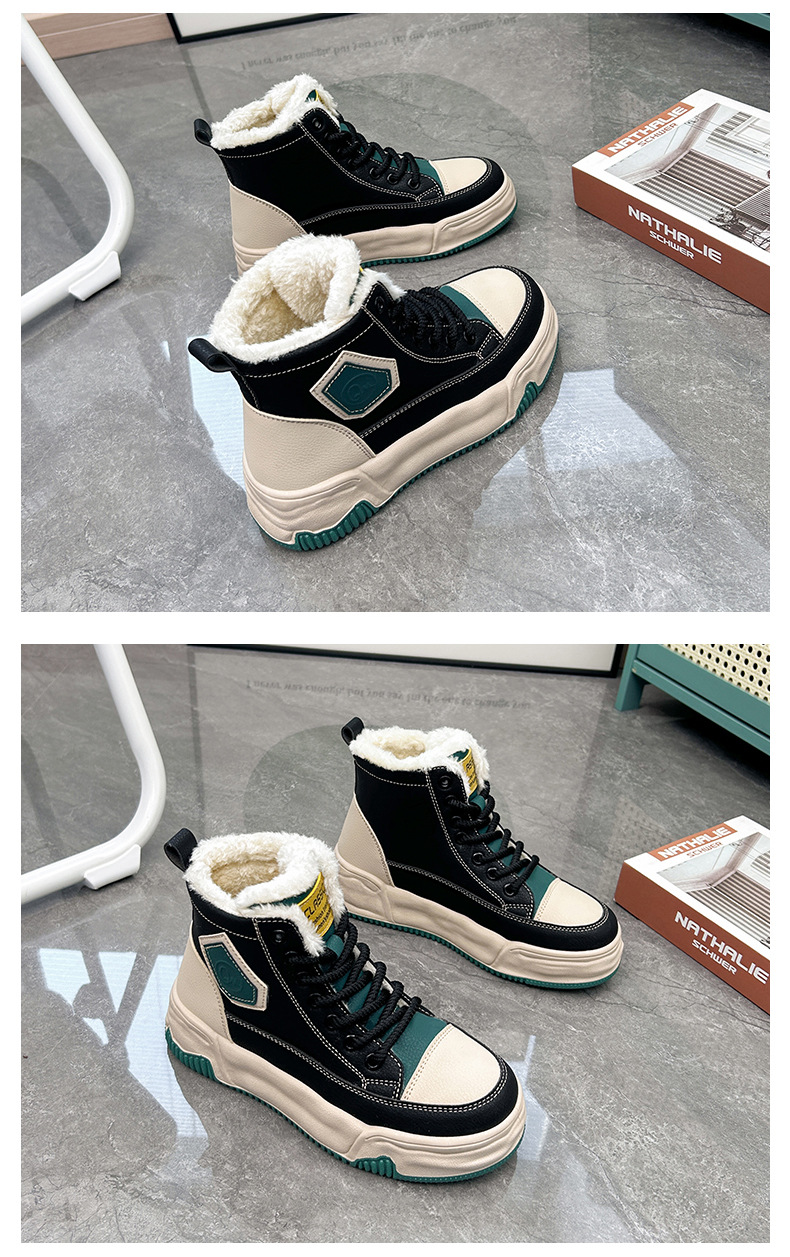 High Top Women's Ankle Boots Plush Lined Winter Casual Footwear_voghion.com