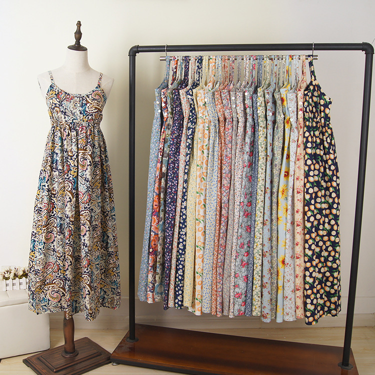 2022 Explosive New Color Summer plus size Women's Cotton Sling Seaside Vacation Dress Long dress Beach Dress Women's Dress