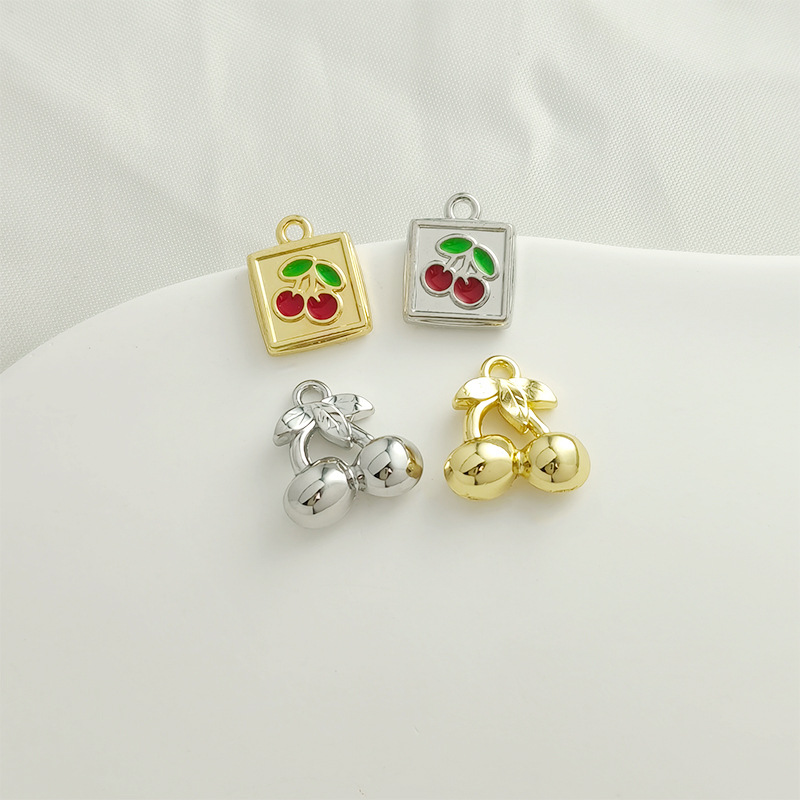 20g Weight 10 PCS/Package Alloy Square Cherry Pendant