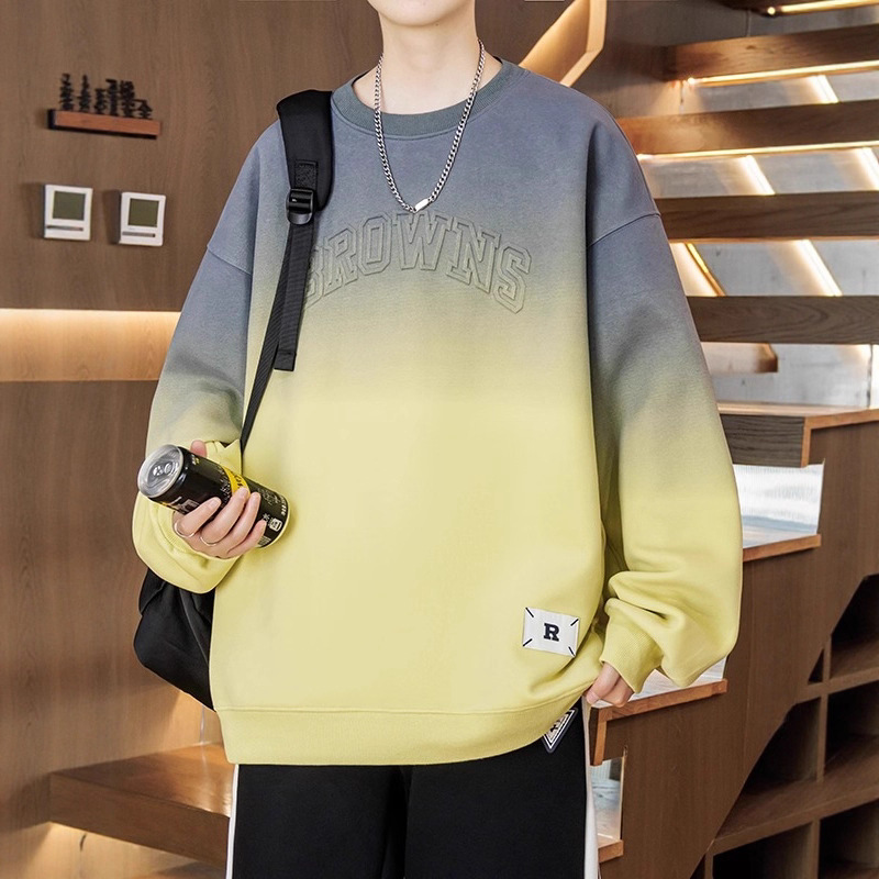 봄과 가을 새로운 청소년 긴팔 티셔츠 소년 중학교 및 고등학생 라운드 넥 스웨트 셔츠 큰 어린이 남성상의