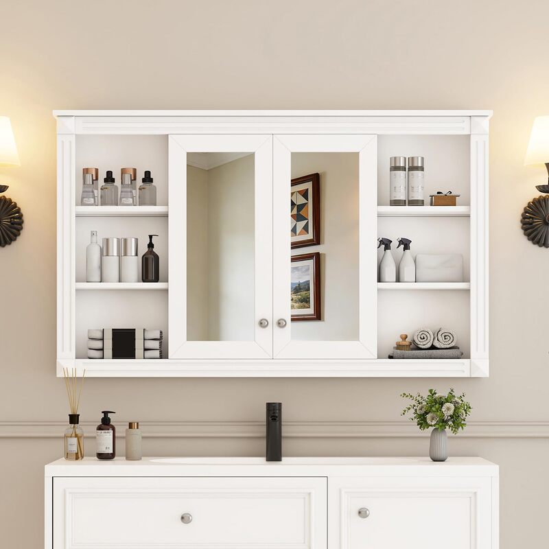 Factory Hot-Selling Bathroom Medicine Cabinet with Mirror Door and Adjustable Shelves, Wall-Mounted Bathroom Storage Cabinet Factory Hot-Selling Bathroom Medicine Cabinet with Mirror Door and Adjustable Shelves, Wall-Mounted Bathroom Storage Cabinet