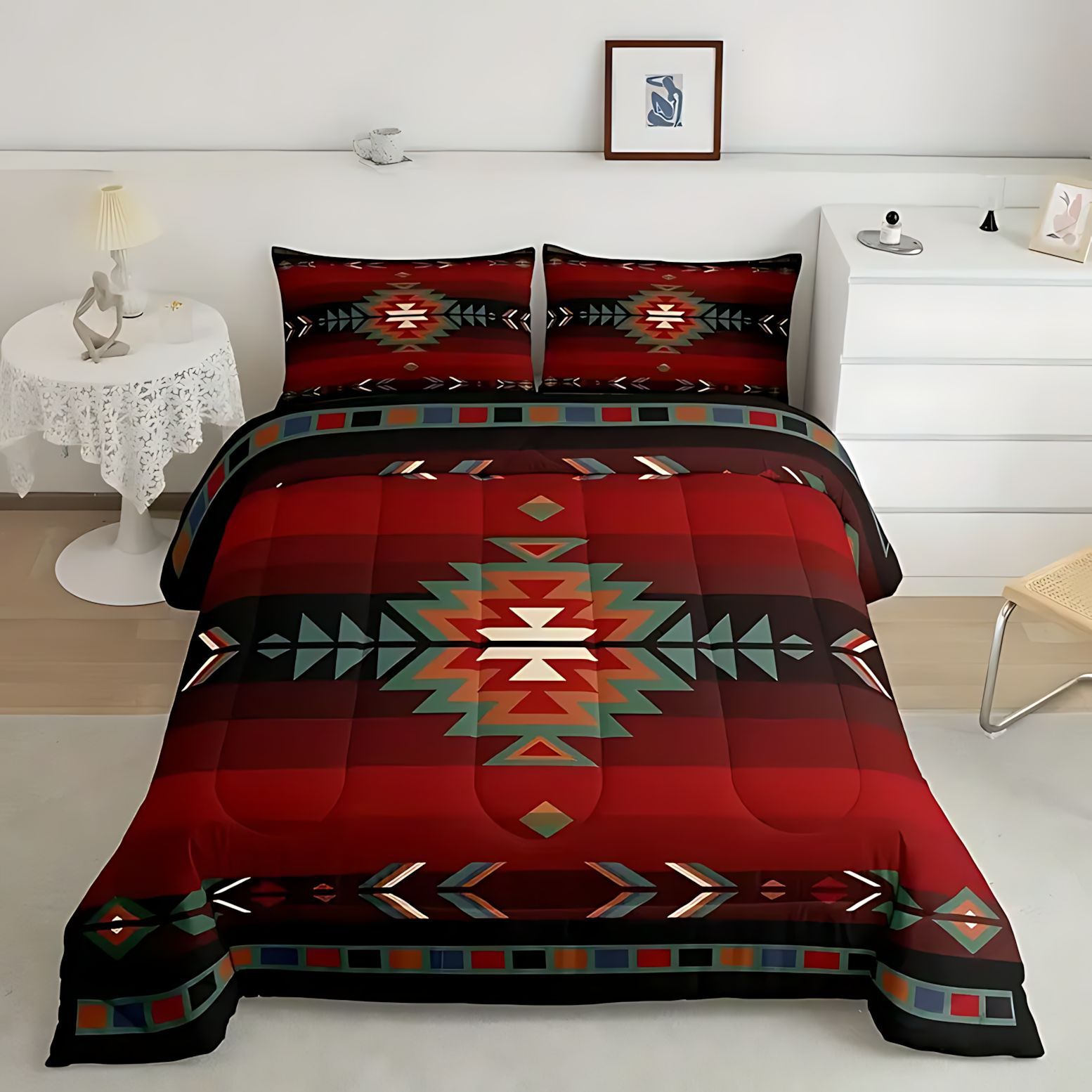 TEMU / JIT impresión digital 3D transfronteriza estilo occidental colcha de cama set fuente de fabricación