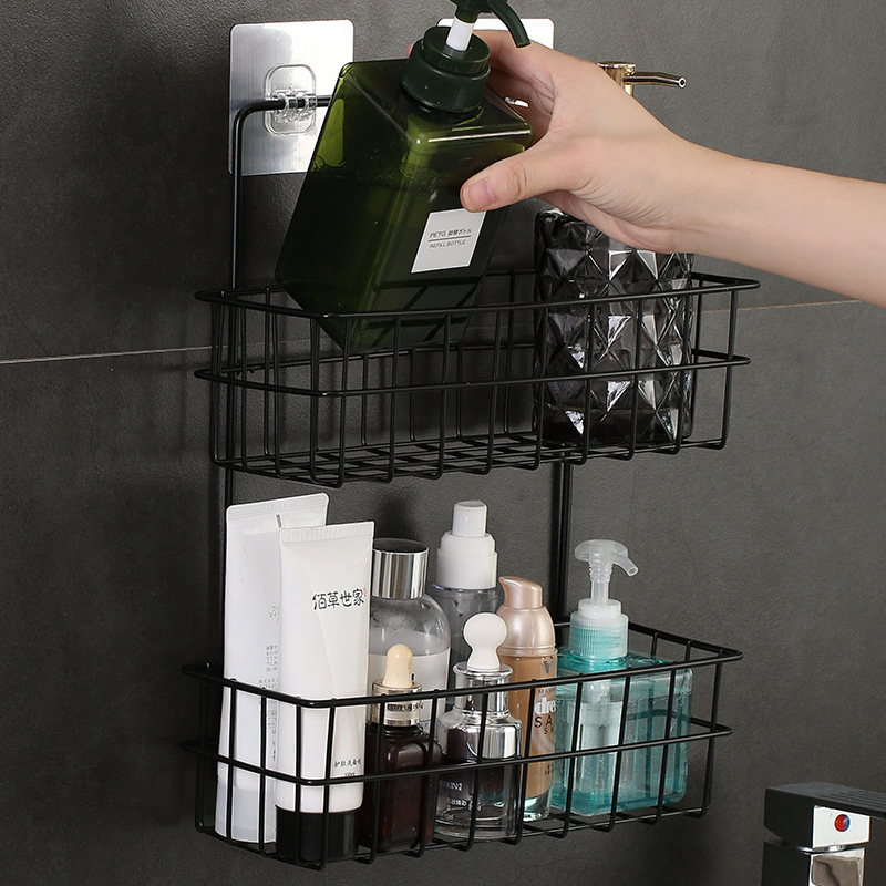 Estantes de inodoro de doble capa sin perforación de baño colgando la pared del lavabo colgando la pared del baño almacenamiento en la pared