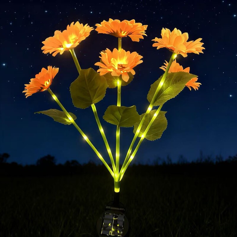 Solar Ground Lights, Sunflower-Shaped Waterproof Outdoor Decorative Lights, Sunflower Lawn Lights, Super Bright and Energy-Saving