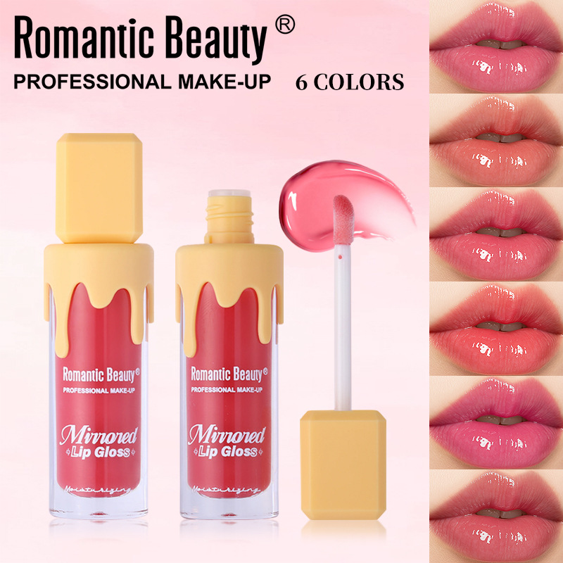 Esmalte labial espejo transfronterizo es fácil de colorear, esmalte labial de agua, esmalte labial líquido, esmalte labial de color perlado, mujer