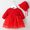 Children's autumn dress for princess, red clothing, skirt girl's, long sleeve, special occasion clothing