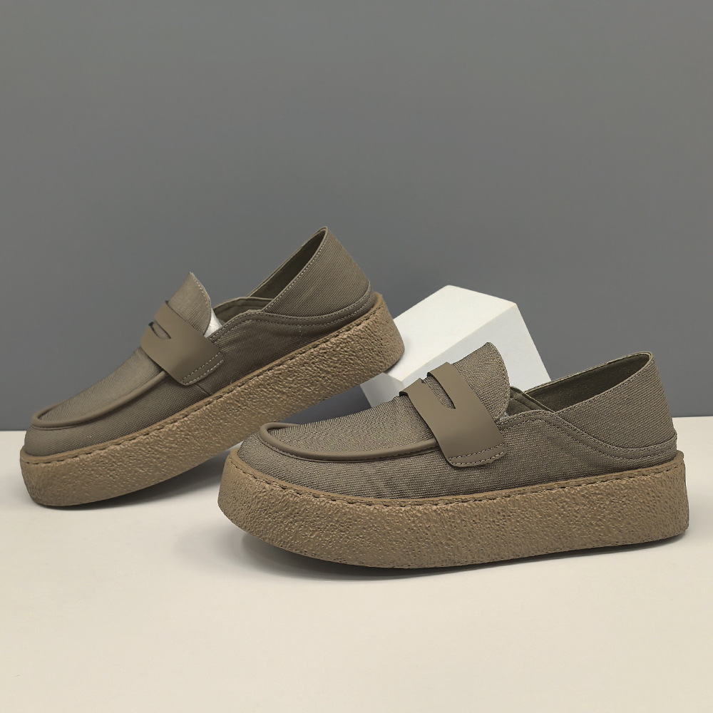 Men's Slip-on All-match Summer Breathable Cloth Shoes Niche European Station Boys Soft-soled Thick-soled Loafers Casual Shoes