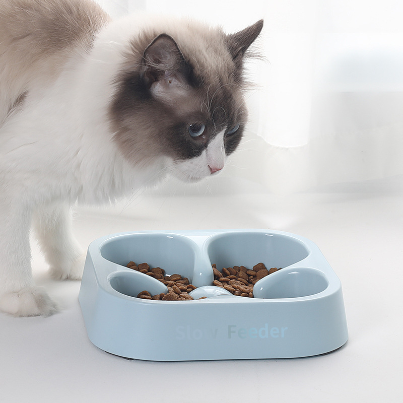 Amazon Hot Pet Bowl tazón de fuente de alimentación anti-knock CAT Bowl tira vertical anti-choke Slow Food Bowl vajilla para mascotas al por mayor
