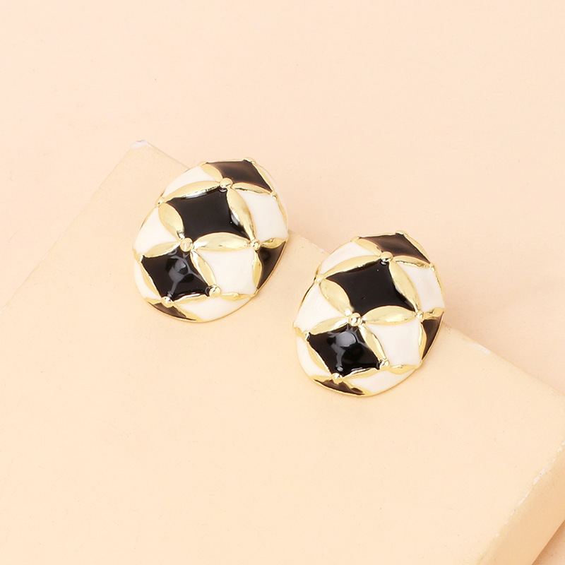 Earrings Classification Retro Geometric Irregular Diamond Oil Alloy Stud Earrings Wholesale