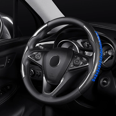 Steering wheel cover cover four seasons universal power - carbon-fiber-texture-blue-38cm