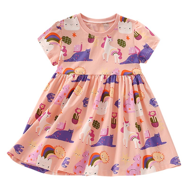Malwee niñas vestido de verano nuevo europeo y americano los niños casual manga corta estilo occidental niña grupo ropa
