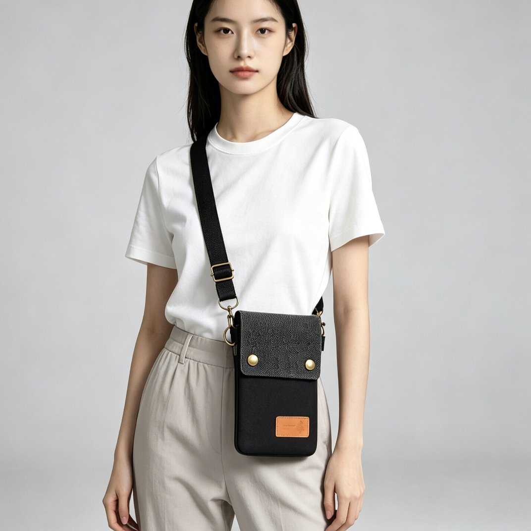 Bolso Bandolera de Lona para Celular de 3 Capas para Uso Diario