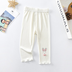 Children's new girls' summer leggings with flying edges and bows big-eared rabbit children's pants factory summer style children's pants