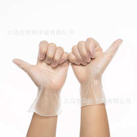 一次性PVC手套透明无粉食品级聚录乙烯树脂劳保手套