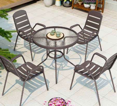 Mesa y sillas de metal para exterior, resistentes a la intemperie, para cafetería o jardín