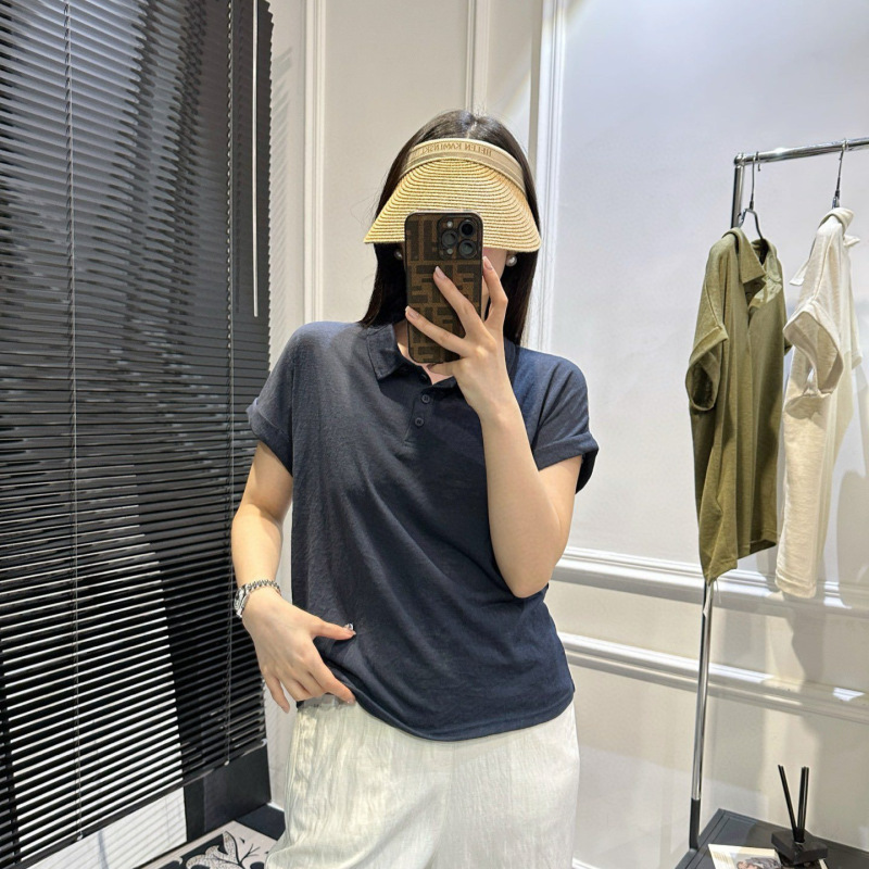 老钱风显瘦百搭休闲亚麻Polo领短袖T恤   080f106|undefined