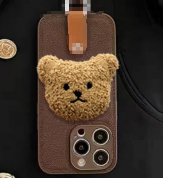 Soporte de oso de terciopelo marrón único + patrón de pozo de Luna