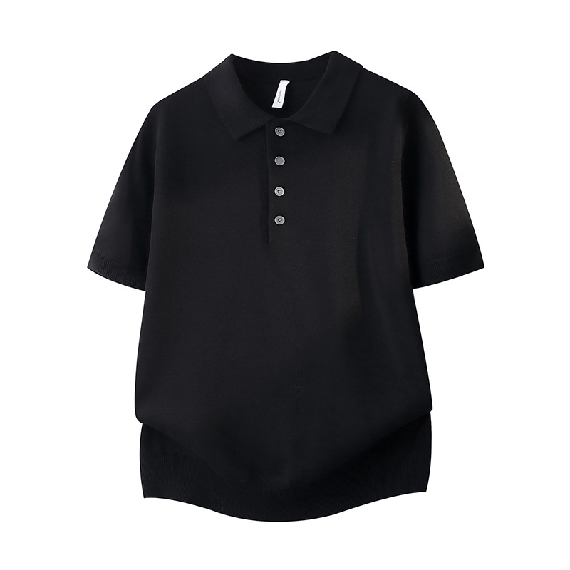 Polo camiseta de punto camiseta de manga corta hombre botón de solapa vieja camiseta comercial de hielo de seda de verano fábrica transfronteriza al por mayor