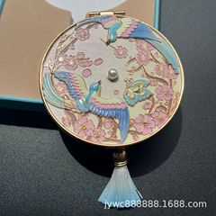 新しい古代スタイルの金属ハンドヘルドミラーポータブル中国風化粧鏡中国風の文化的で創造的な金属折りたたみミラー卸売