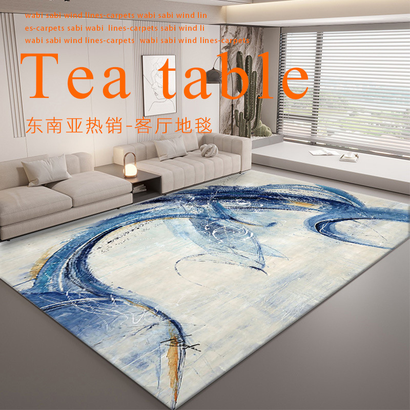 Moderno estilo ligero de lujo alfombra impresa terciopelo de cristal antideslizante inferior resistente a las manchas mesa de café alfombra completa alfombra de piso sala de estar manta decorativa image 1