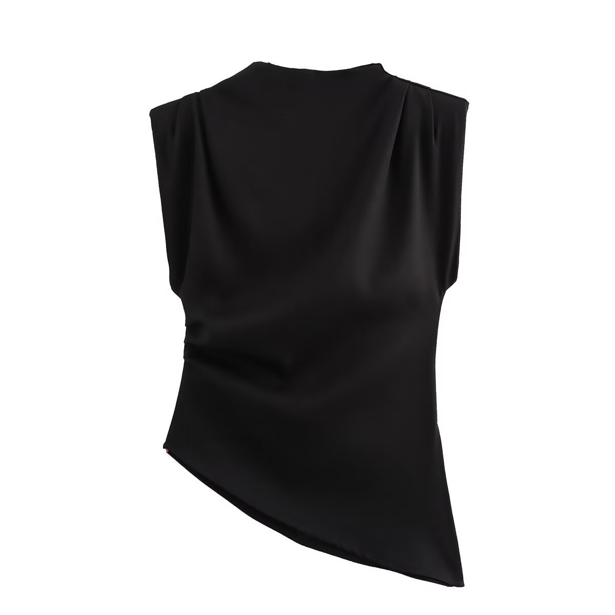 Pullovers Placket Type Wholesale Women's Casual Solid Color Wine Red Sleeveless Pleated T-Shirts