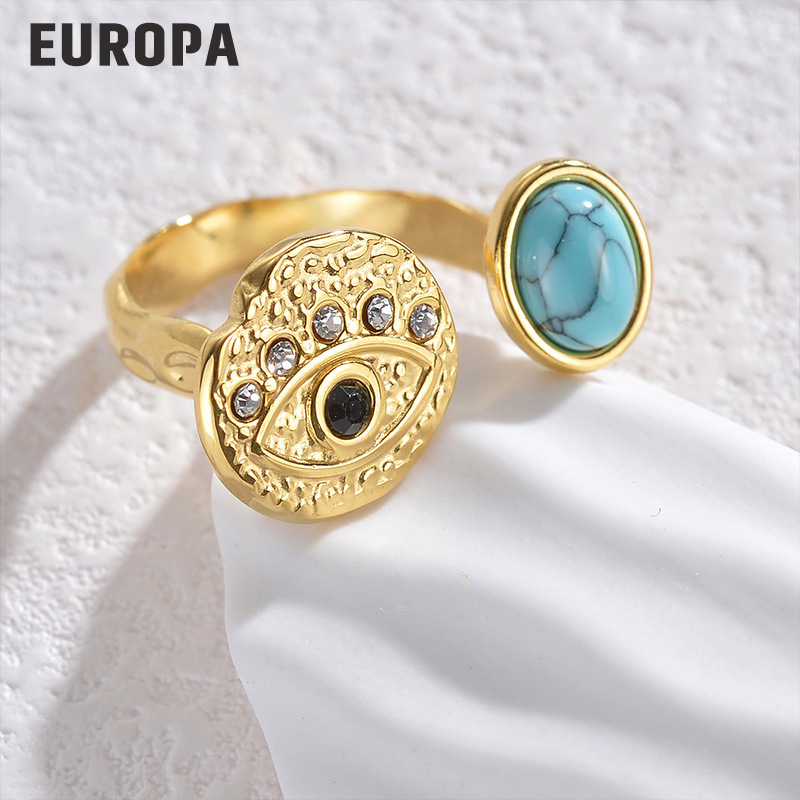 Diseño de nicho de alto grado flor ZIRCON anillo abierto luz femenina estilo de lujo europeo y americano elegante anillo ajustable de acero de titanio