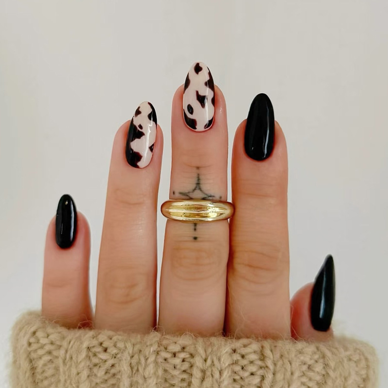 Wearable Nails 24 Pieces Finished European and American Hot-Selling Sweet and Cool Sexy Fake Nails Medium Drop-Shaped Press-On Nail Patches