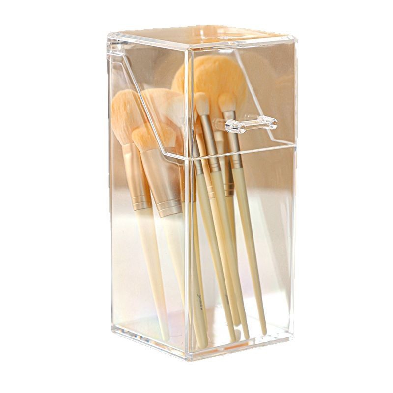 防塵アクリル棚携帯デスクトップ口紅ブラシ透明ケース蓋付きペン立て化粧ブラシ収納筒