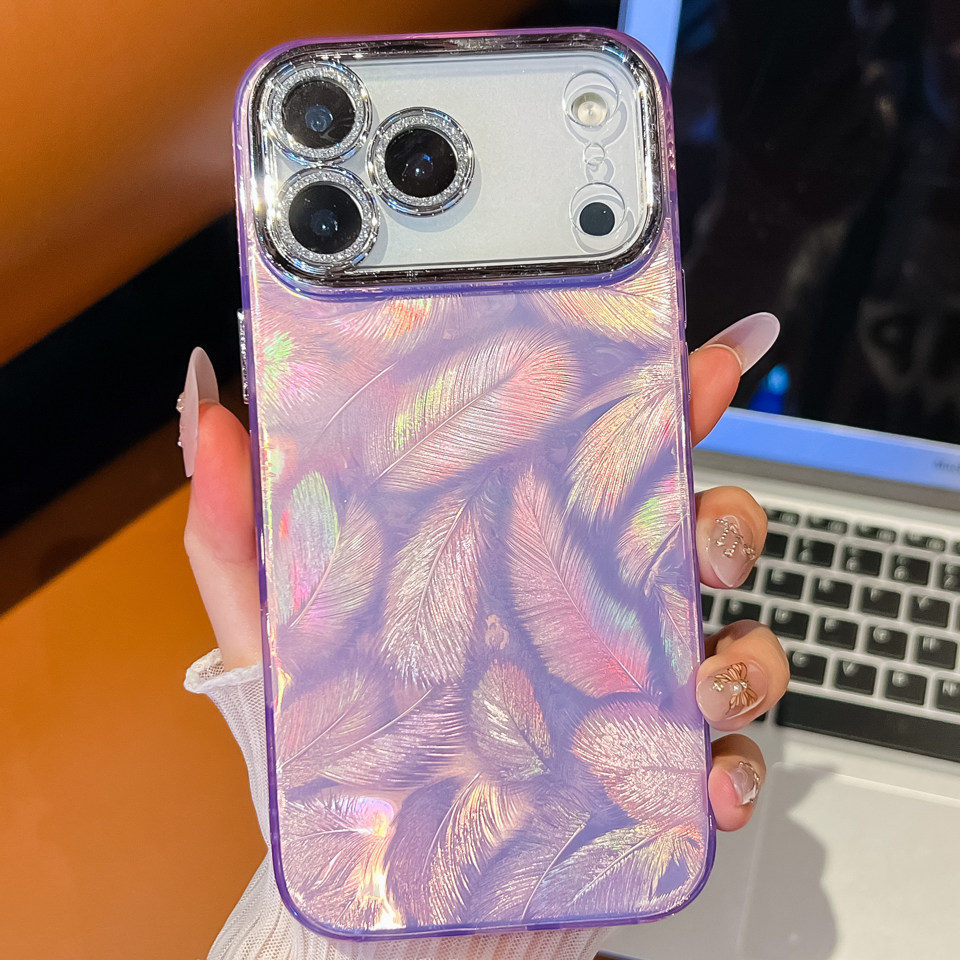 双面覆膜IMD适用iPhone17Air手机壳苹果16ProMax羽毛纹防摔保护套