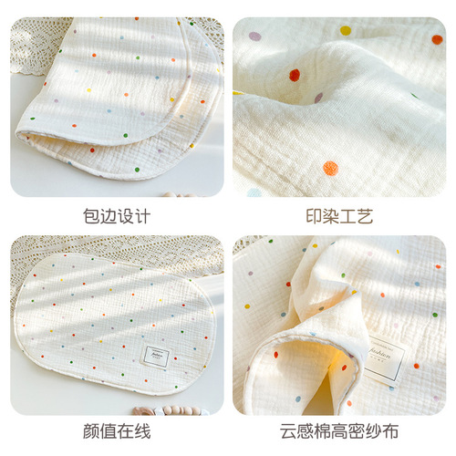 8-layer gauze cloud fabric baby pillow summer breathable sweat-absorbent flat pillow cover for babies and children, anti-spit-up cushion