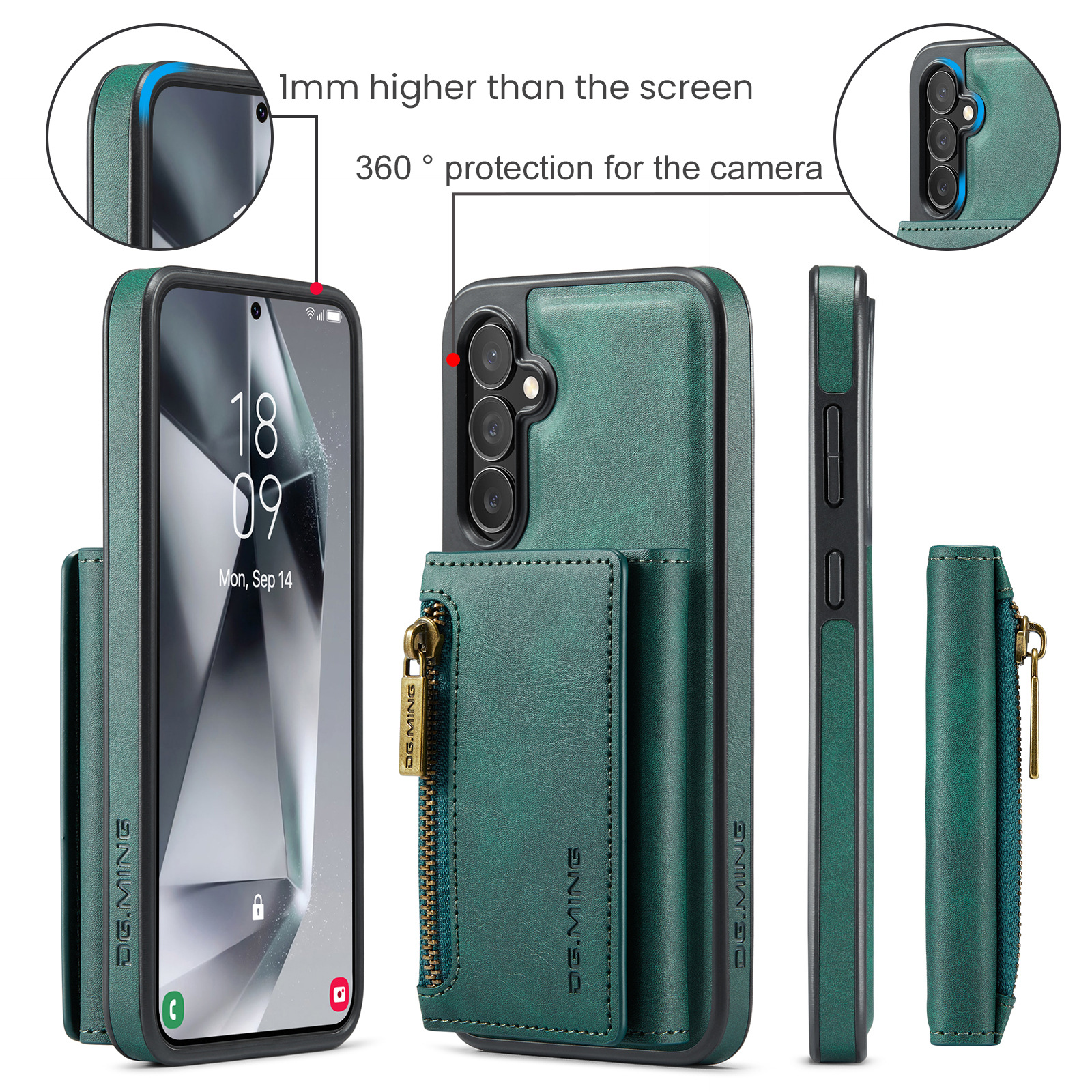 M5 für Samsung S24 magnetische kabellose Ladetelefonhülle S24 Plus Zwei-in-Eins-Anti-Diebstahl-Bürsten-Brieftaschen-Schutzhülle_voghion.com