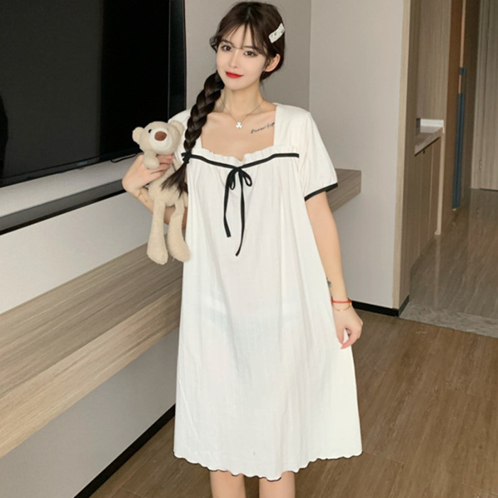 Pijama de la mujer de verano estilo princesa simple chaleco sin mangas pura ropa de vestir vestido de pijama de verano