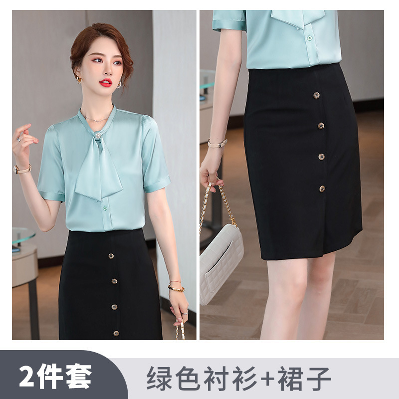 Green shirt, skirt