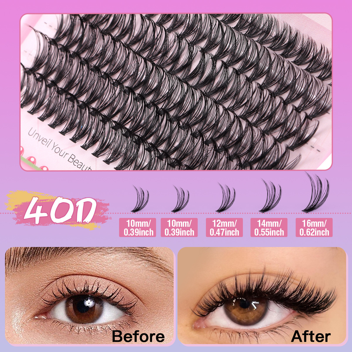 Hot-Selling 456 Dense D-Curve Single False Eyelashes 10-16mm DIY Segmental Self-Extension Natural Cluster Lashes_voghion.com