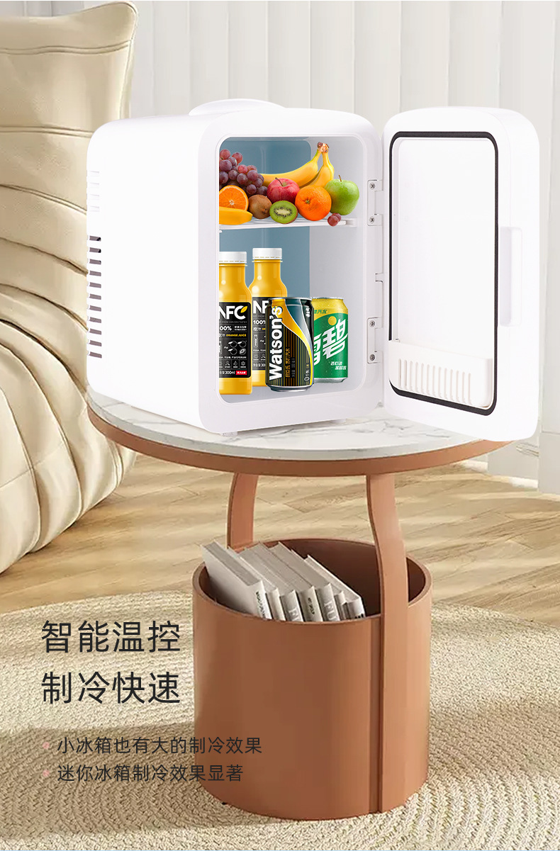 Cross-Border Export Popular Mini Beauty Refrigerator Led Light Makeup Mirror Car Home Refrigeration 4L6L