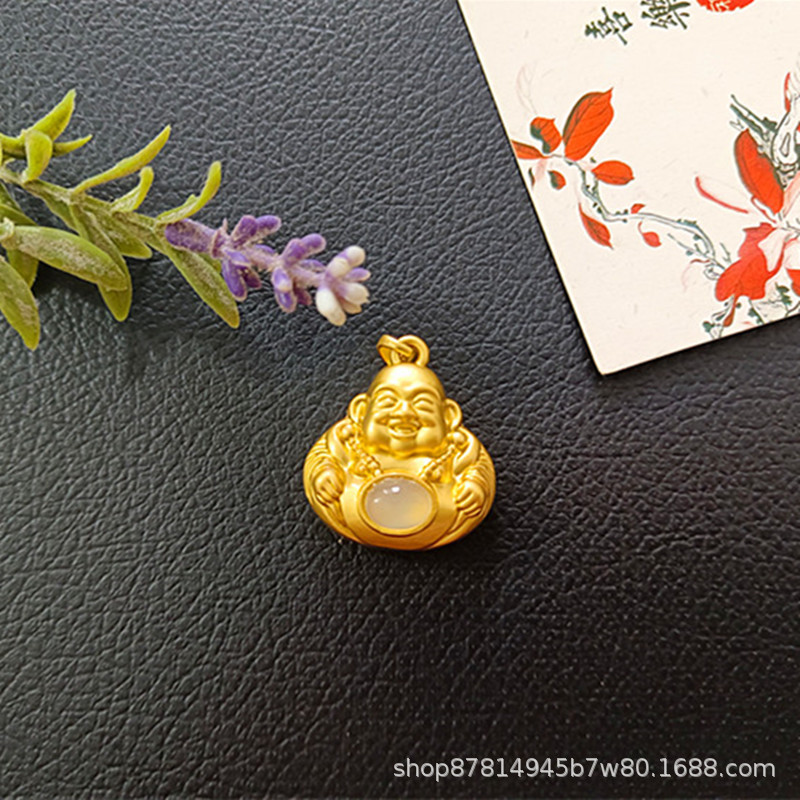 상감 흰색 chalcedony 부처님 누드 펜던트 (23*24mm)