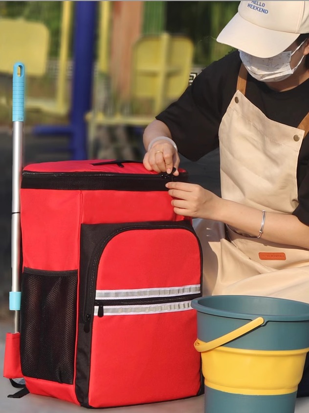 家电维修家政服务双肩包清洗开荒保洁大号红工具包立体收纳背包