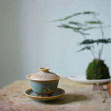 德玉堂手绘白鹭三才盖碗茶杯单个茶具套装泡茶手抓碗大号不烫手